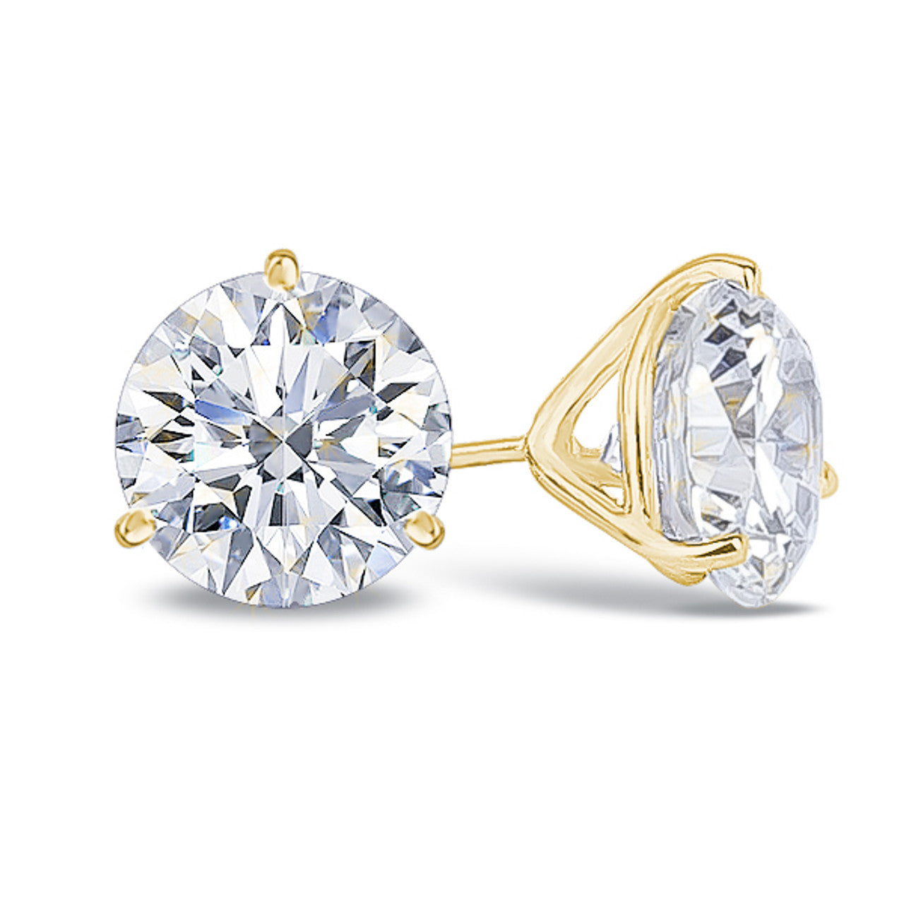 14K Yellow Gold Lab Grown Diamond 1/3 Ct.Tw. Non certified CVD VS1+ G+ Martini Stud Earrings (Available in 0.15ctw to 3ctw)