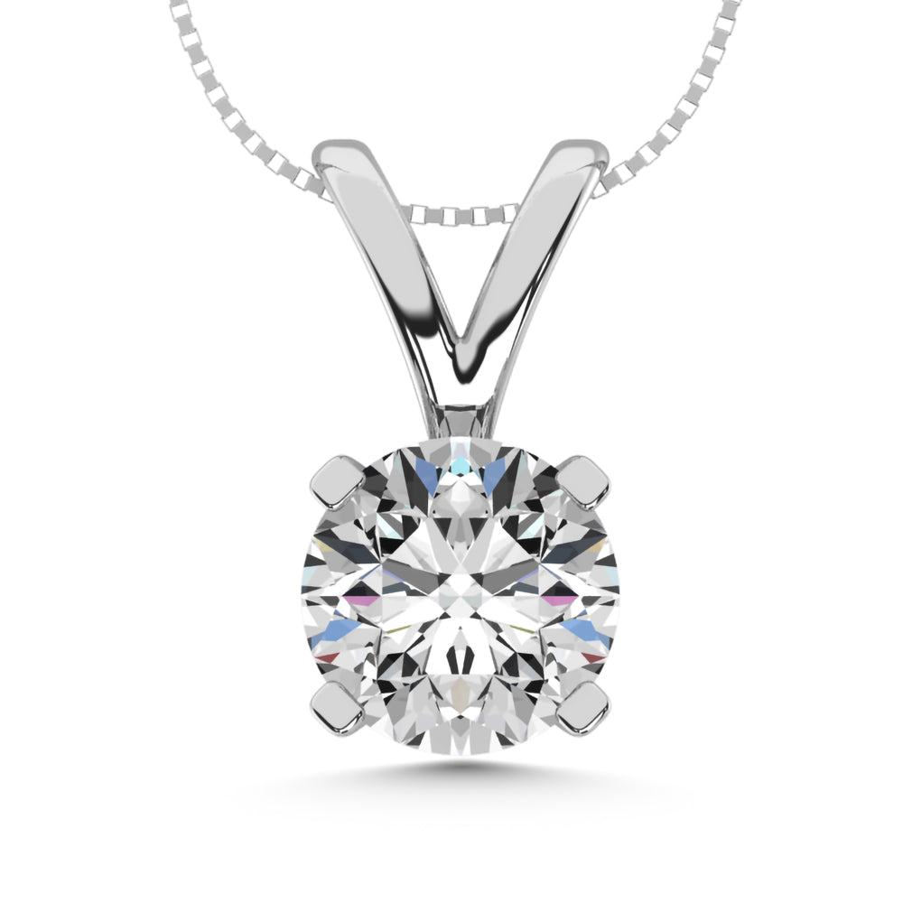 14K White Gold Lab Grown Diamond 3/4 Ct.Tw. IGI Certified CVD VS1+ G+ Solitaire Pendant (Available in 0.10ctw to 2ctw)