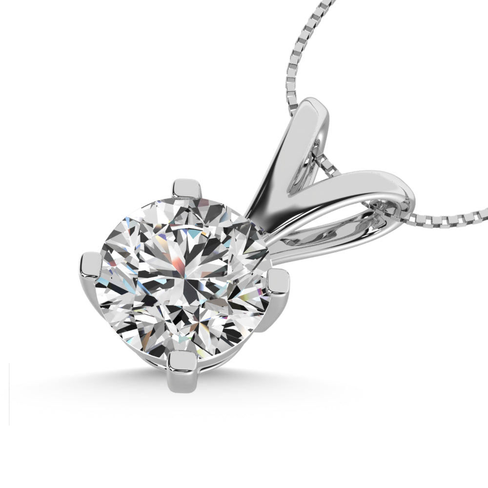 14K White Gold Lab Grown Diamond  1 1/2 Ct.Tw. IGI Certified CVD VS1+ G+ Solitaire Pendant (Available in 0.10ctw to 2ctw)