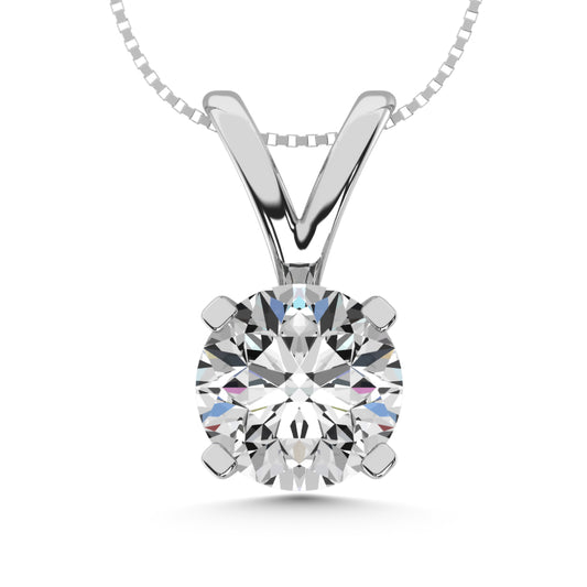 14K White Gold 1/2 Ct.Tw. Diamond Solitaire Pendant