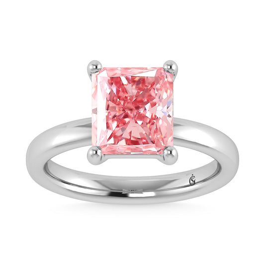 14K White Gold IGI Certified 1 Ct.Tw Lab Grown Pink Radiant Shape Diamond Solitaire Ring