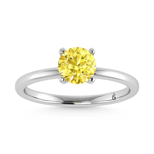 IGI Certified 14K White Gold Lab Grown Yellow Diamond 2 Ct.Tw. Solitaire Ring