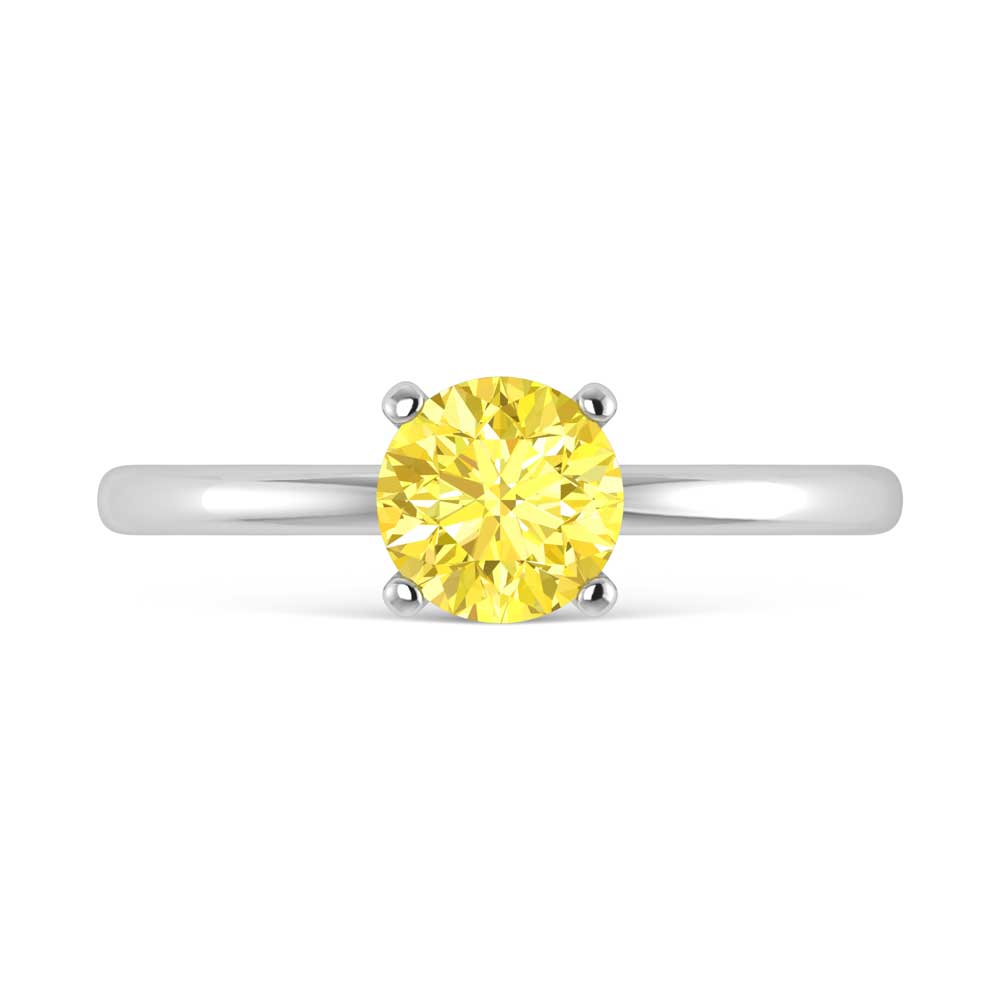 IGI Certified 14K White Gold Lab Grown Yellow Diamond 2 Ct.Tw. Solitaire Ring