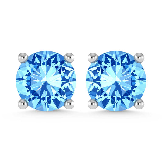 IGI Certified 14K White Gold Lab Grown Blue Diamond 3 Ct.Tw. Stud Earrings