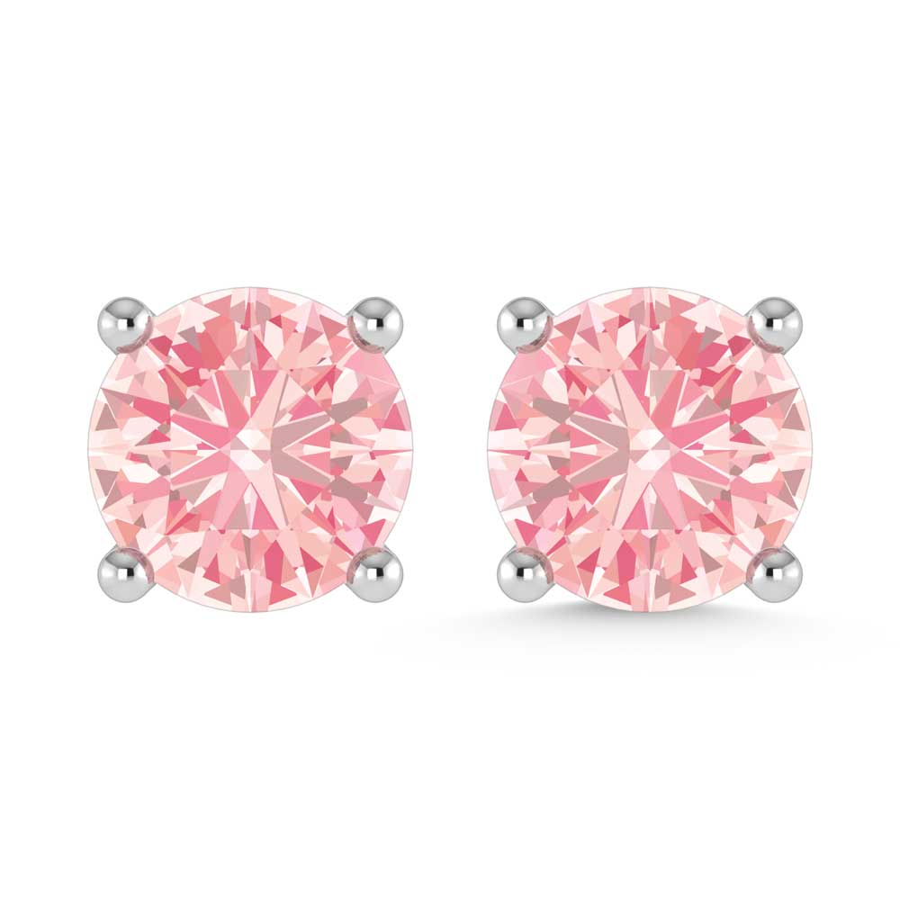 IGI Certified 14K White Gold Lab Grown Pink Diamond 2 Ct.Tw. Stud Earrings