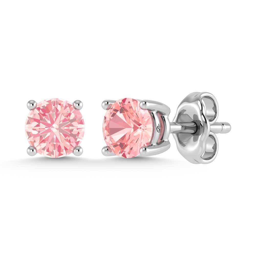 IGI Certified 14K White Gold Lab Grown Pink Diamond 2 Ct.Tw. Stud Earrings