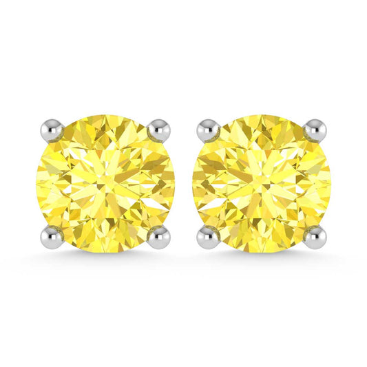 14K White Gold Lab Grown Yellow Diamond 3/8 Ct.Tw. Stud Earrings