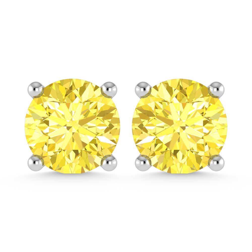 14K White Gold Lab Grown Yellow Diamond 1 Ct.Tw. Stud Earrings