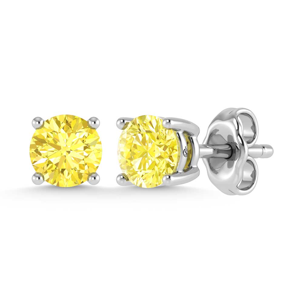 14K White Gold Lab Grown Yellow Diamond 3/4 Ct.Tw. Stud Earrings