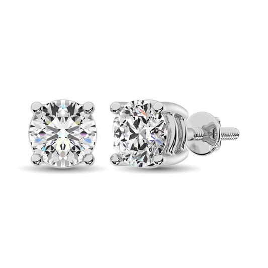 14K White Gold Lab Grown Diamond 4 Ct.Tw. IGI certified  CVD VS1+ G+ Solitaire Studs (Available in 0.10ctw to 4ctw)
