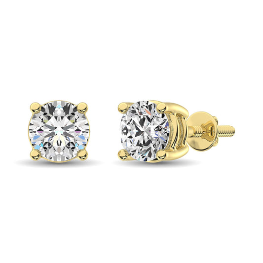 14K Yellow Gold Lab Grown Diamond 3/8 Ct.Tw. Non certified  CVD VS1+ G+ Solitaire Studs (Available in 0.10ctw to 4ctw)