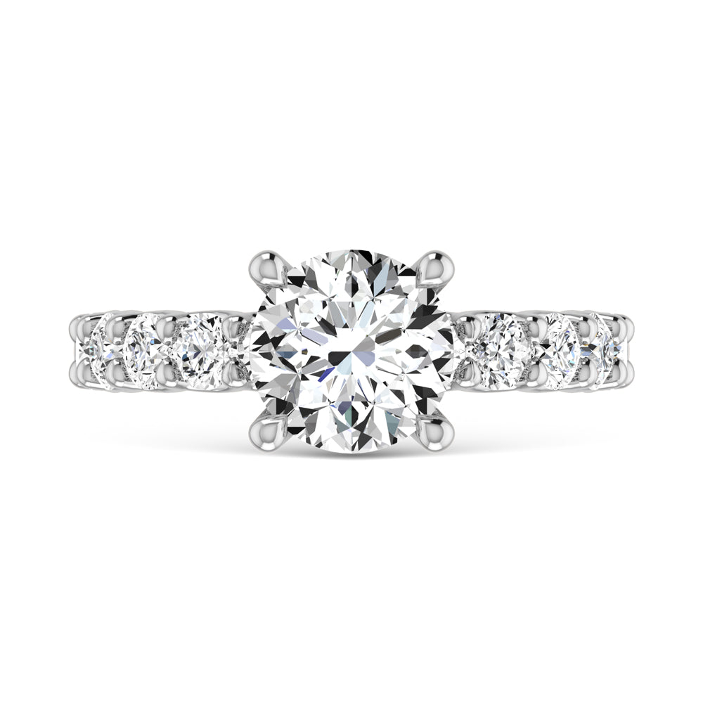 14K White Gold Lab Grown Diamond 3 1/5 Ct.Tw. Round Shape Halfway Engagement Ring (Center 2CT)
