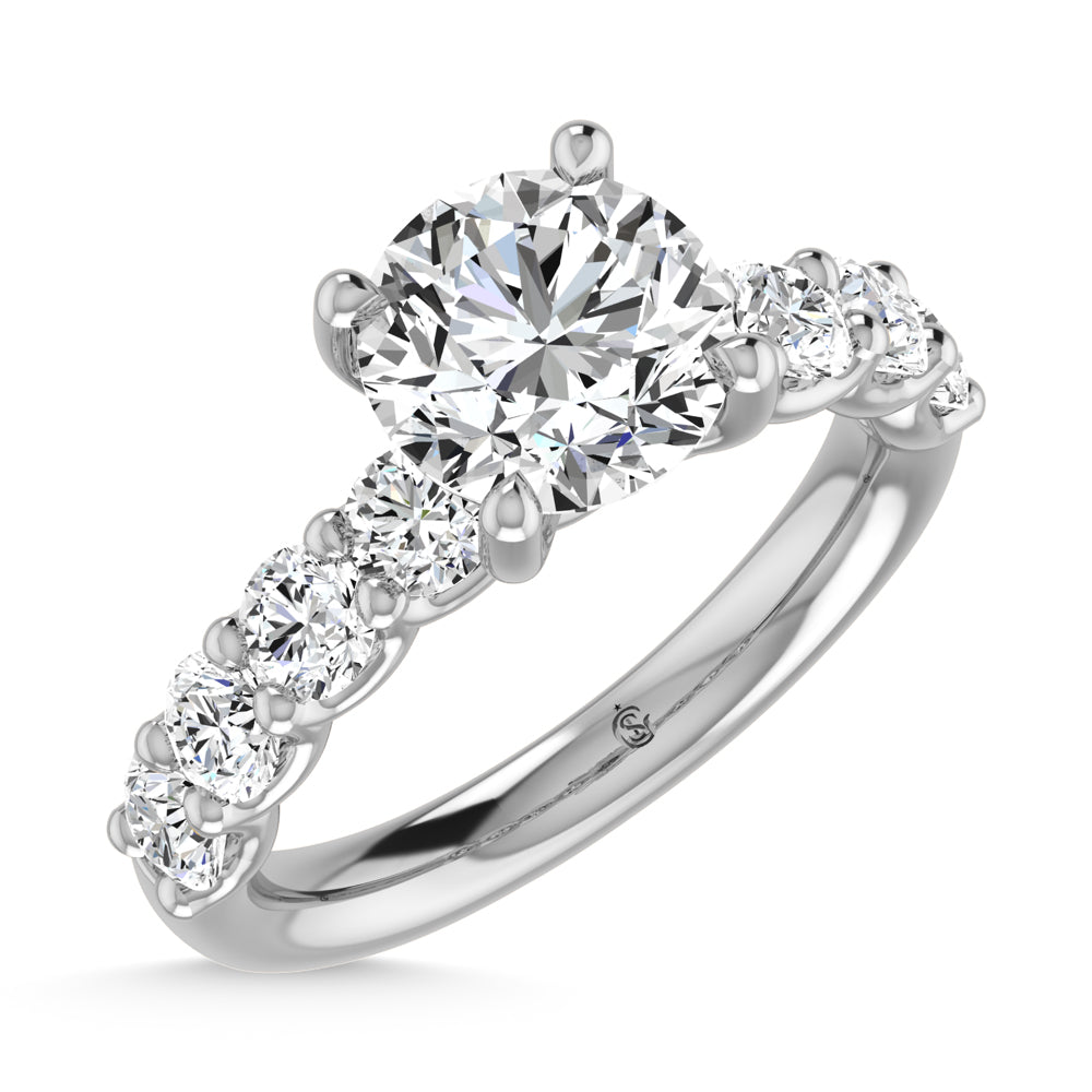 14K White Gold Lab Grown Diamond 4 5/8 Ct.Tw. Round Shape Halfway Engagement Ring (Center 3CT)