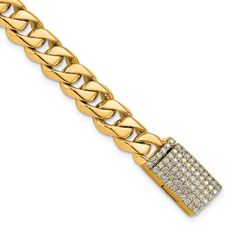 14k 8.5mm Hand-polished Traditional Link Diamond Clasp Chain