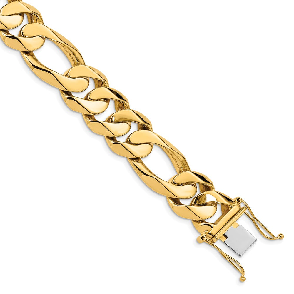 14k 15.7mm Hand Polished Fancy Heavy Figaro Link Chain (Per Inch)