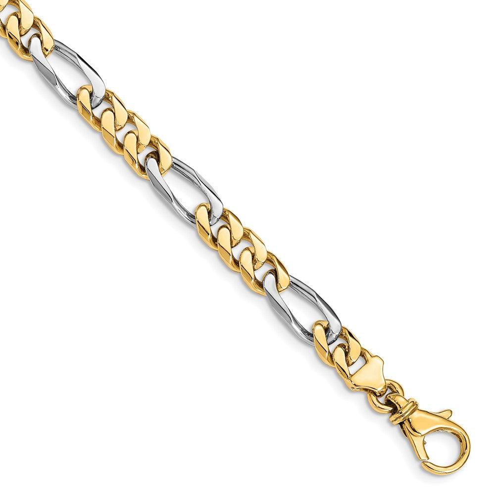 14K Two-tone 6.3mm Hand-polished Fancy Link Chain