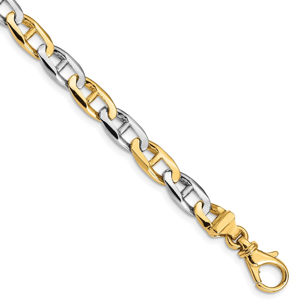 14K Two-tone 6.6mm Hand-polished Fancy Anchor Link (Per Inch)