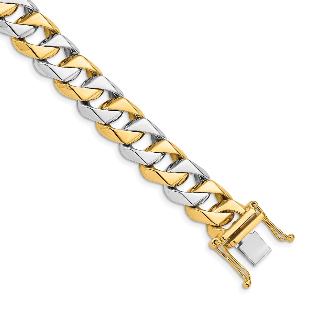 14K Two-tone 11.2mm Hand-polished Fancy Link (Per Inch)