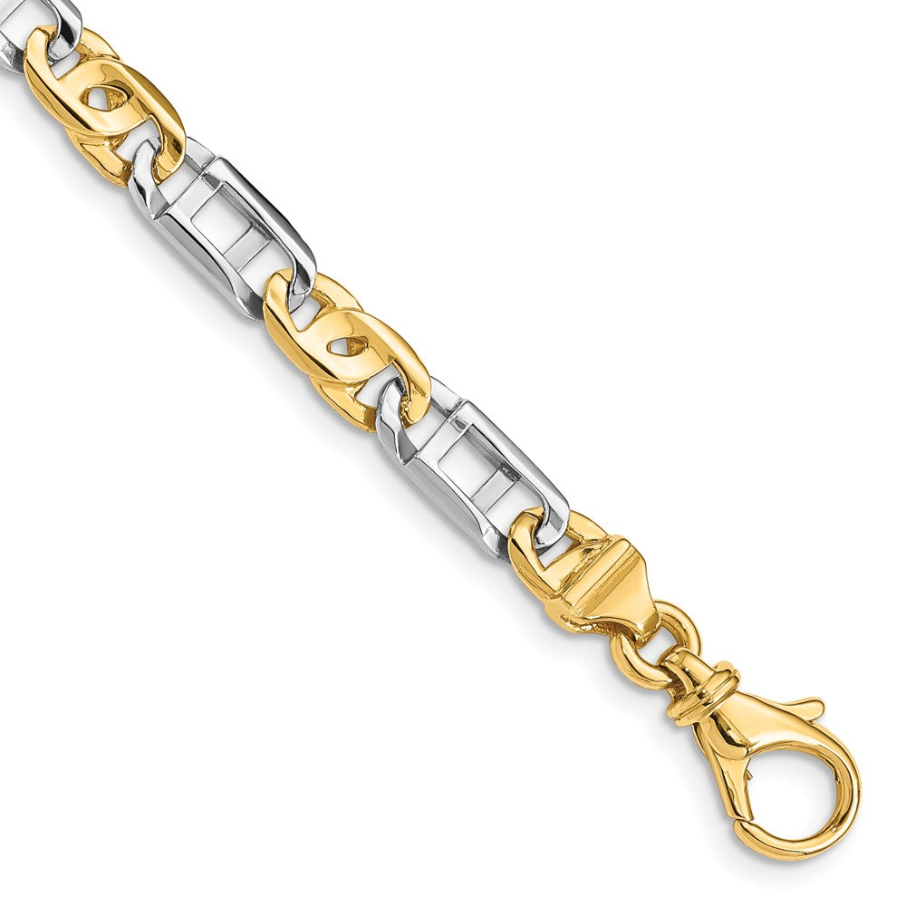 14K Two-tone 5.5mm Hand Polished Fancy Link Chain