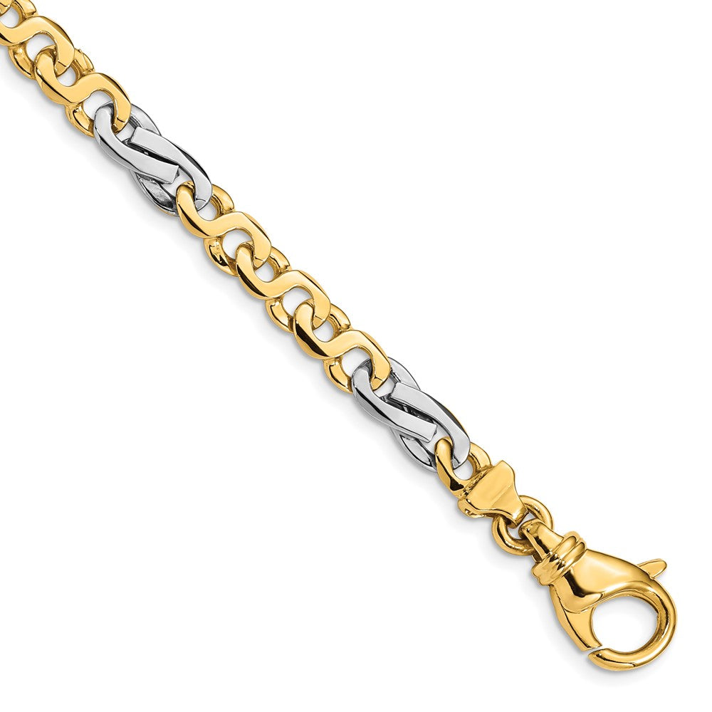 14K Two-tone 5.8mm Hand Polished Fancy Link (Per Inch)