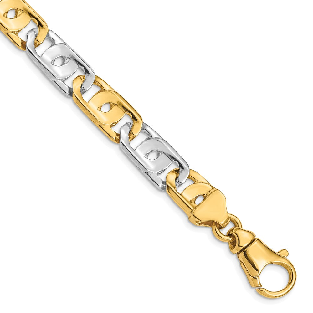 14k Two-tone 10mm Hand Polished Fancy Link Chain