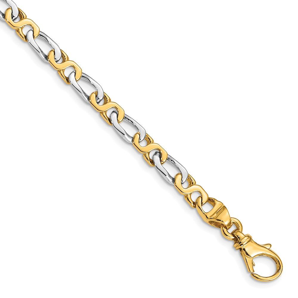 14k Two-tone 4.8mm Hand Polished Fancy Link (Per Inch)