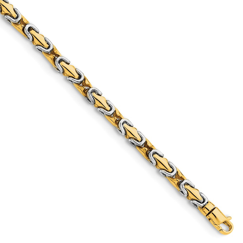 14k Two-tone 4.2mm Hand-polished Fancy Link (Per Inch)