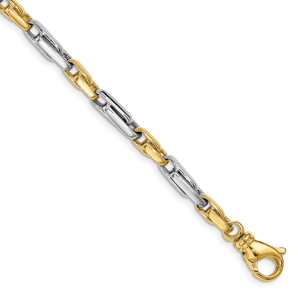 14k Two-tone Hand Polished 5mm Fancy Link Chain (Per Inch)