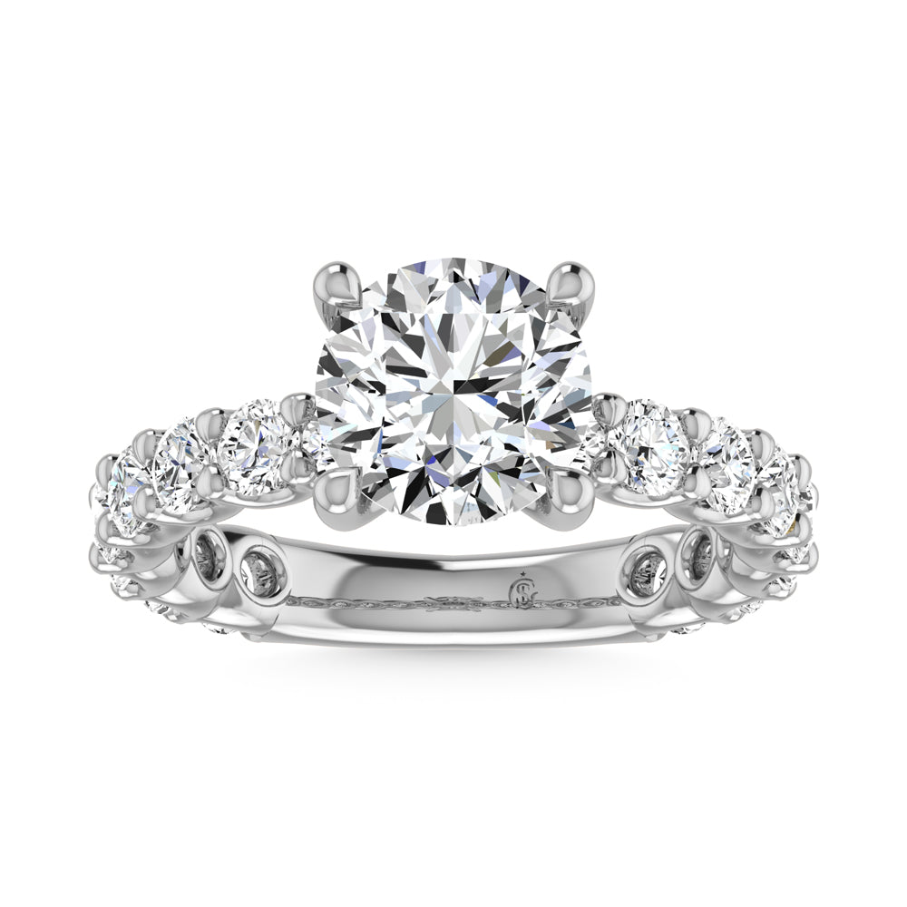 14K White Gold Lab Grown Diamond  2 1/3 Ct.Tw. Round Shape Three Forth Engagement Ring ( Center  1 1/2CT)