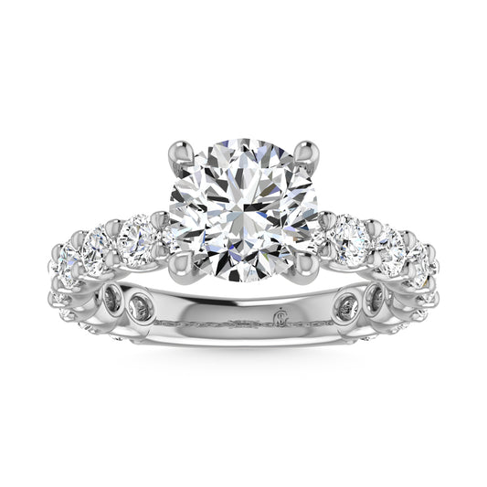 14K White Gold Lab Grown Diamond  2 1/3 Ct.Tw. Round Shape Three Forth Engagement Ring ( Center  1 1/2CT)