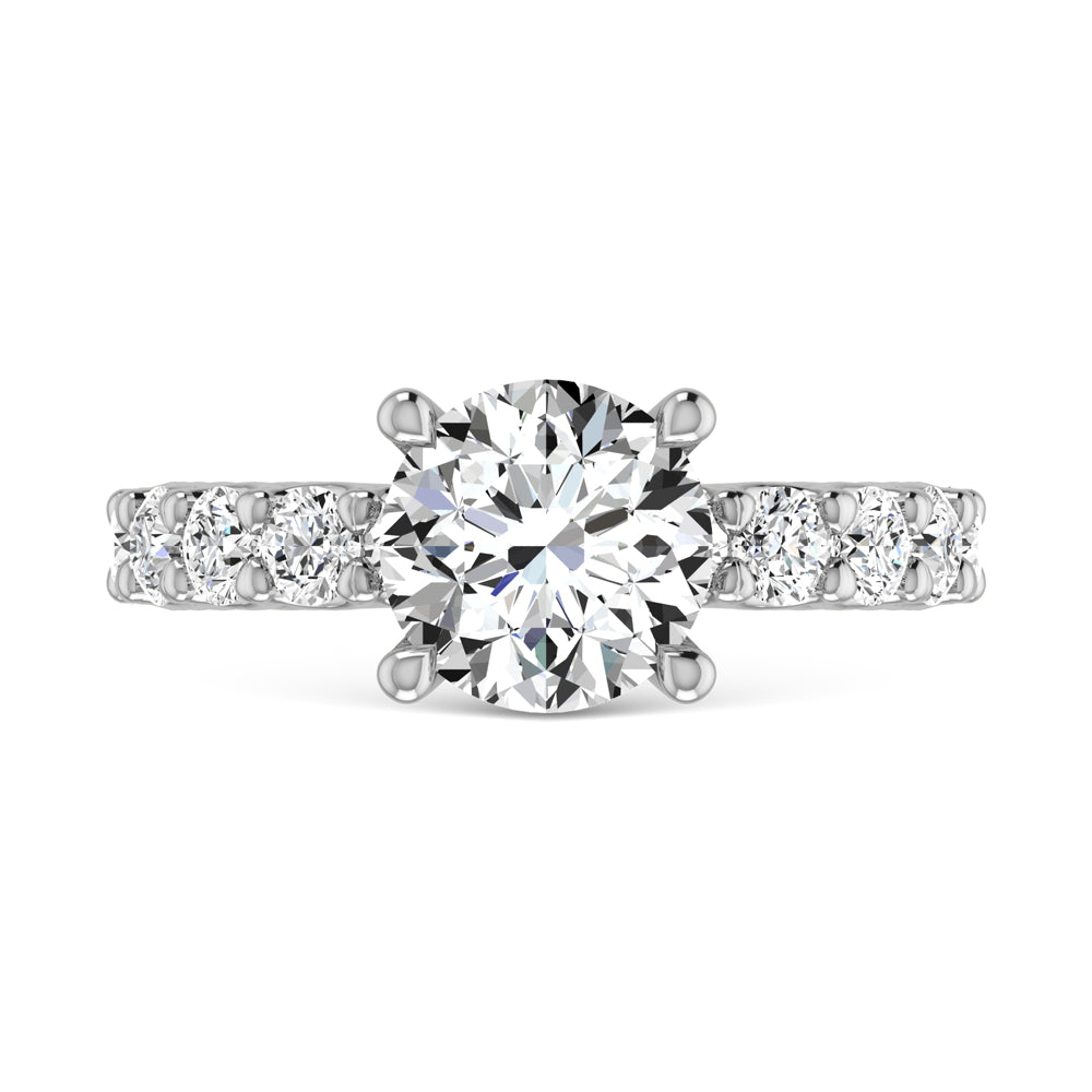 14K White Gold Lab Grown Diamond  2 1/3 Ct.Tw. Round Shape Three Forth Engagement Ring ( Center  1 1/2CT)