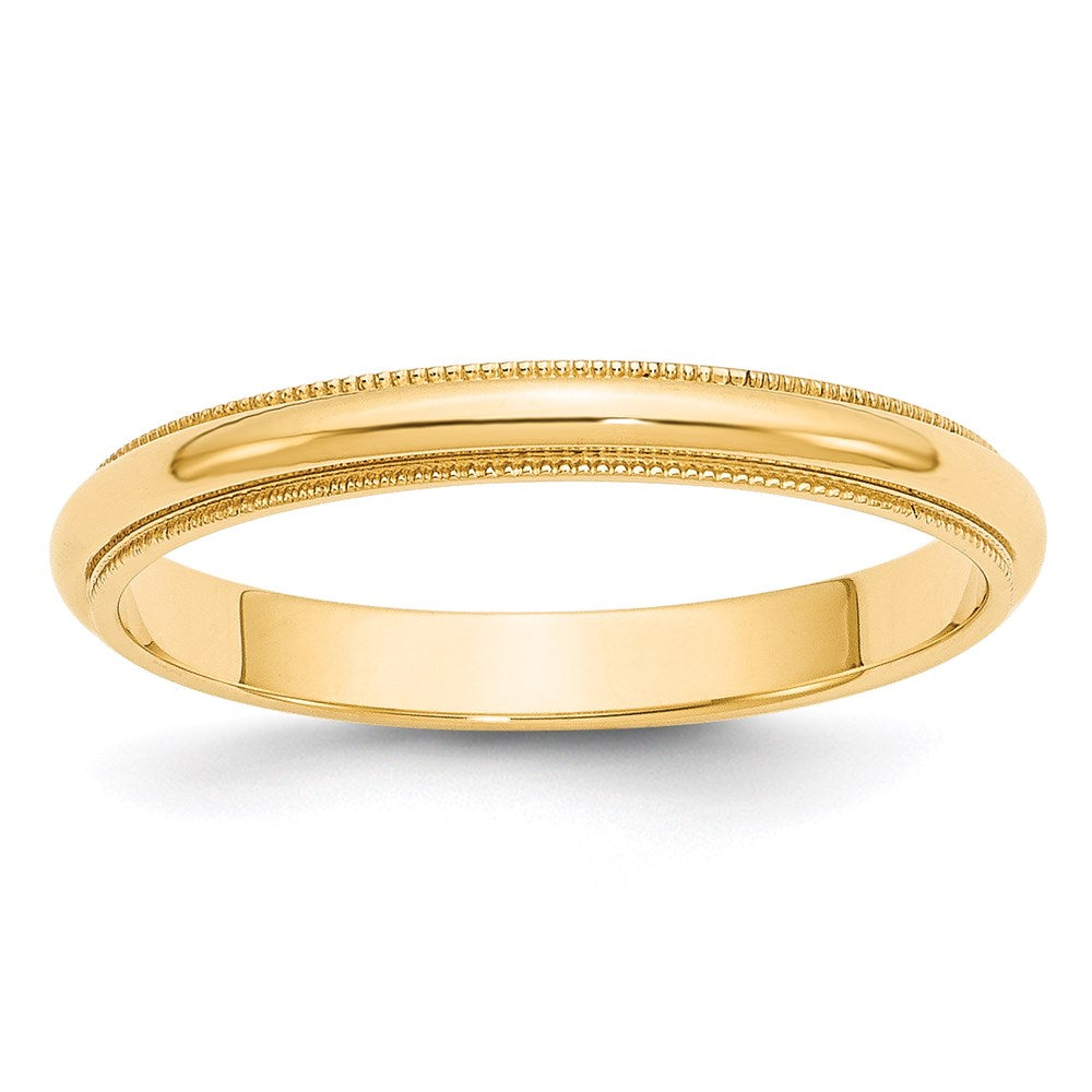 14KY 3mm Milgrain Half Round Band