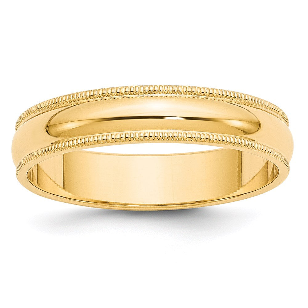 14KY 5mm Milgrain Half Round Band