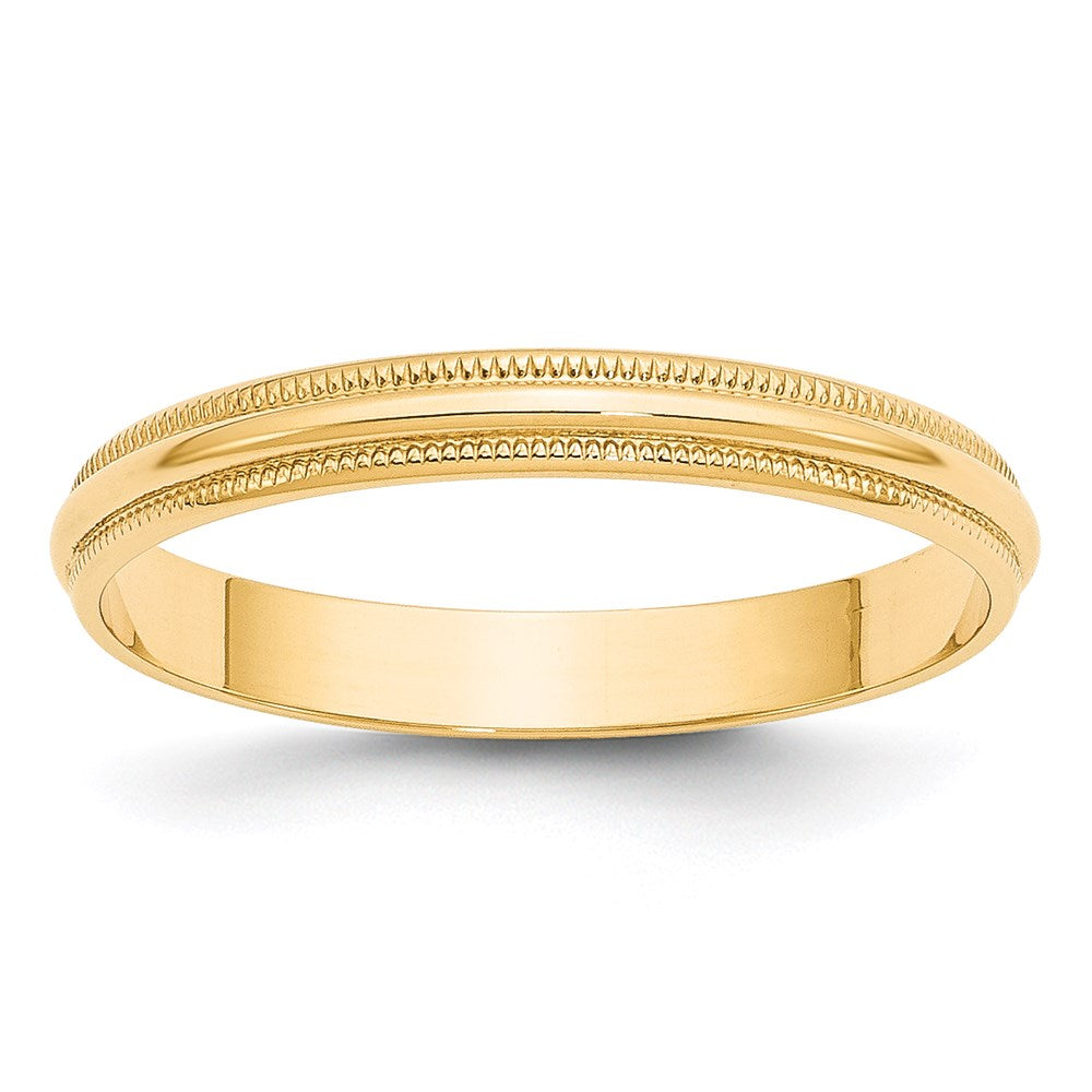 14KY 3mm LTW Milgrain Half Round Band