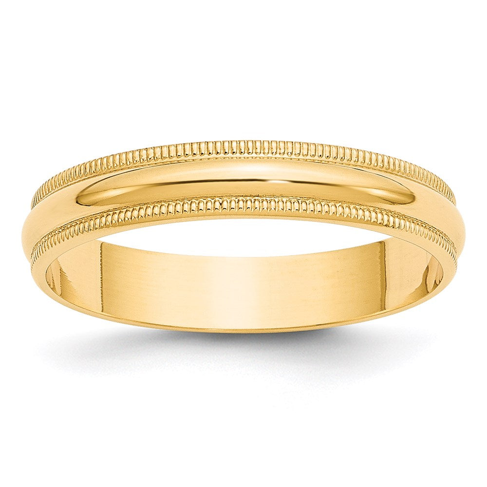14KY 4mm LTW Milgrain Half Round Band