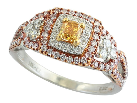 EFFY 18K WHT/RSE GLD ,DIA/MLT-CLR DIA RING