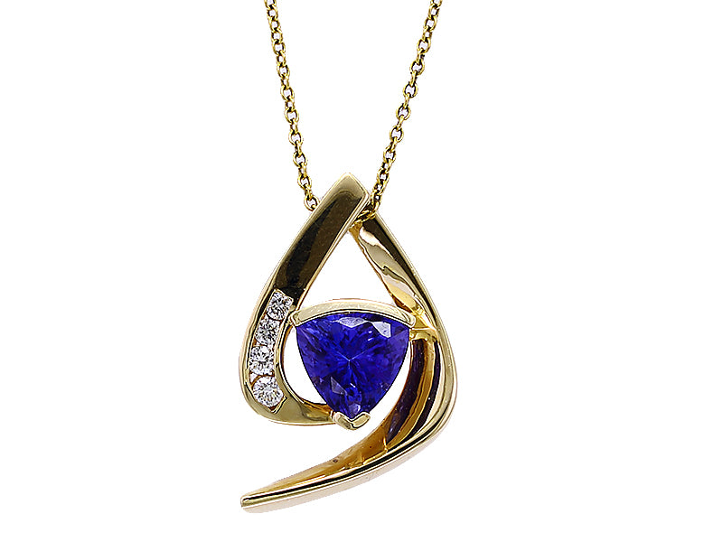 EFFY 14K YELLOW GOLD DIAMOND,TANZANITE PENDANT