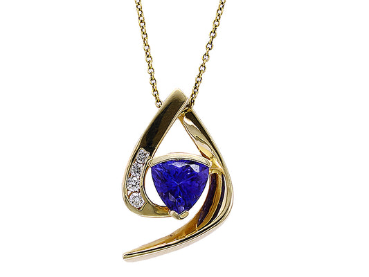 EFFY 14K YELLOW GOLD DIAMOND,TANZANITE PENDANT