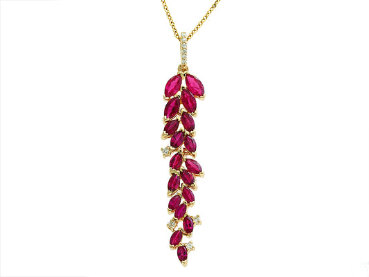EFFY 14K YELLOW GOLD DIAMOND,NATURAL RUBY PENDANT