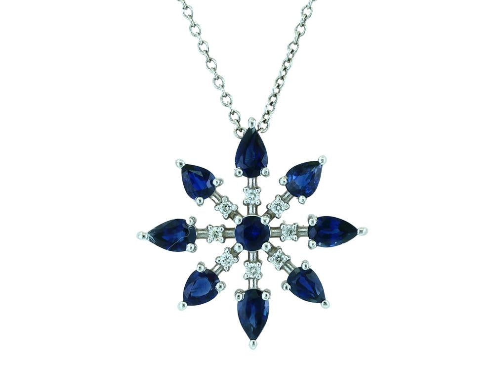 EFFY 14K WHITE GOLD DIAMOND,NATURAL SAPPHIRE PENDANT