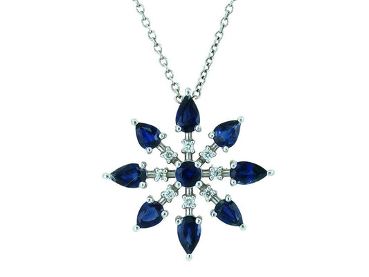EFFY 14K WHITE GOLD DIAMOND,NATURAL SAPPHIRE PENDANT