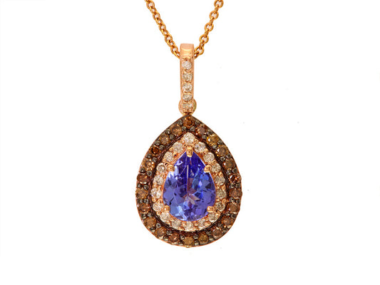EFFY 14K ROSE GOLD DIAMOND,ESPRESSO DIAMOND,TANZANITE PENDANT