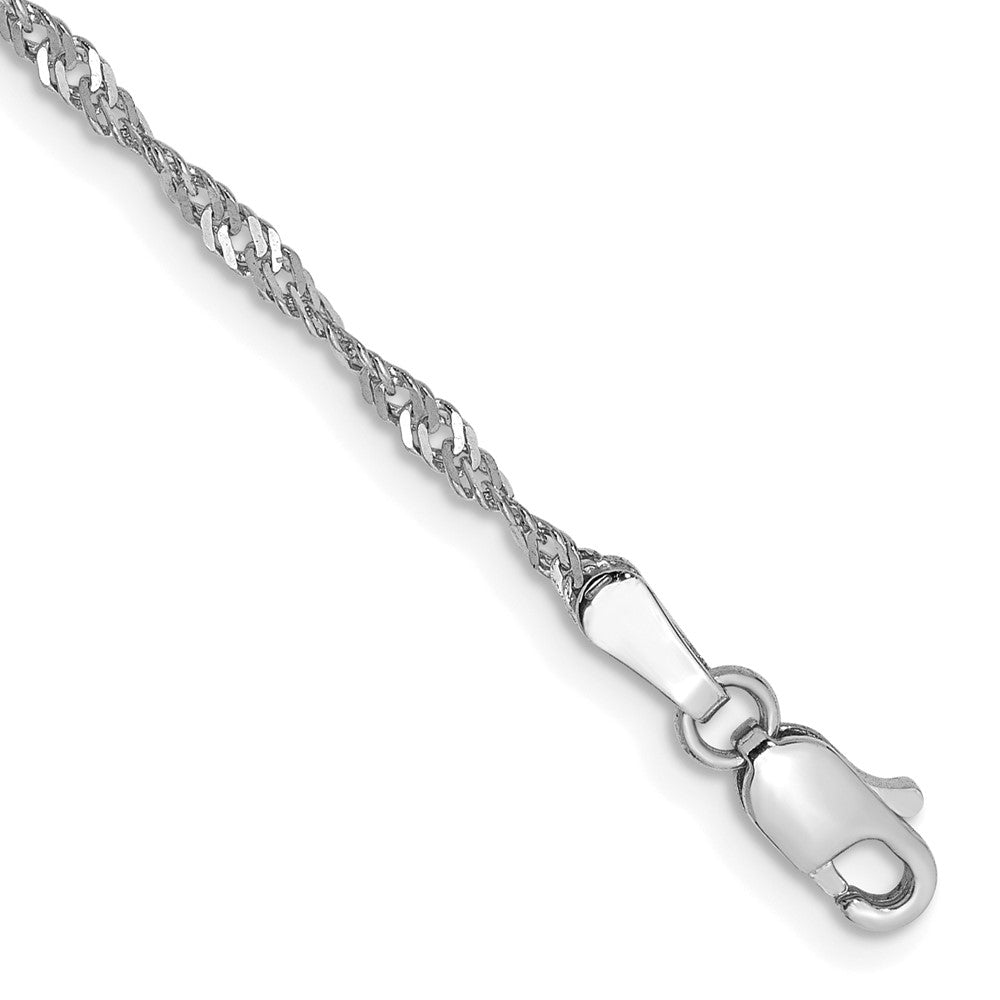 14k White Gold 1.7mm Singapore Chain Anklet