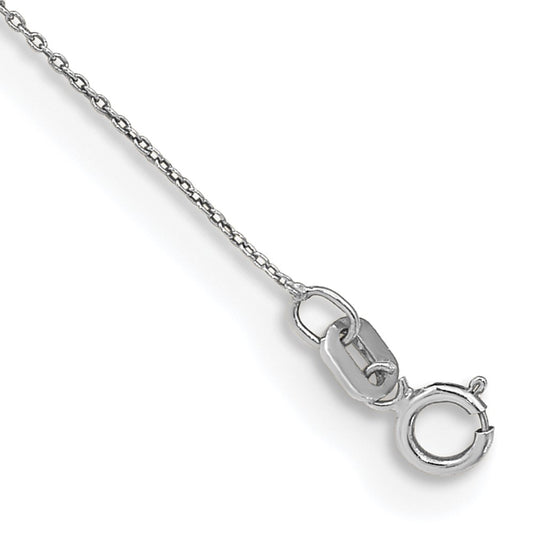 14k White Gold .75mm Round Open Link Cable Chain Anklet