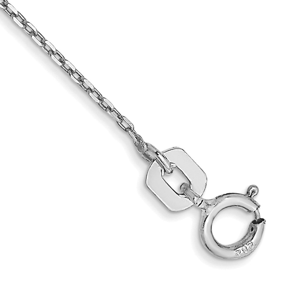 14k White Gold .8mm D/C Cable with Spring Ring Clasp Chain Anklet