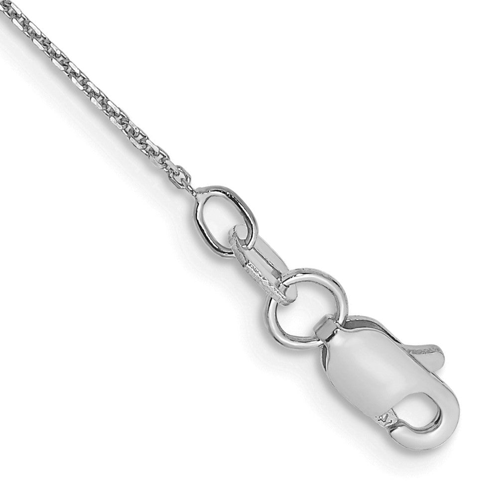 14k White Gold .8mm D/C Round Open Link Cable Chain Anklet