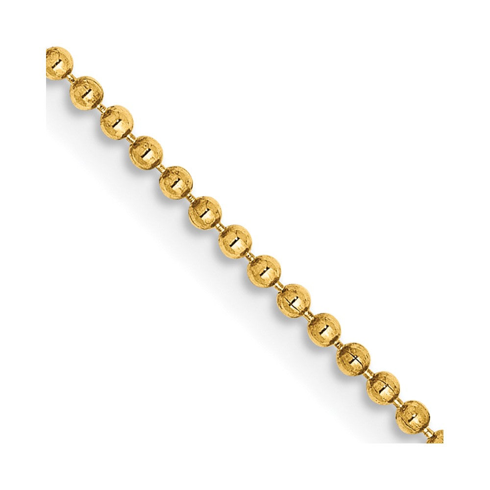 14k 1.2mm D/C Beaded Chain Anklet