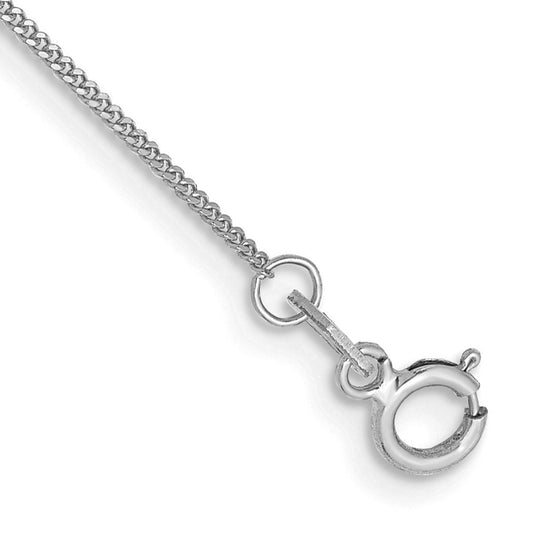 14k White Gold .9mm Curb Chain Anklet