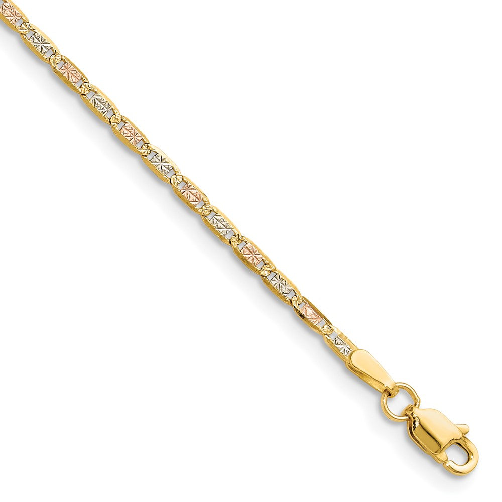 14k 2.0mm Tri-color Gold Pavé Valentino Chain