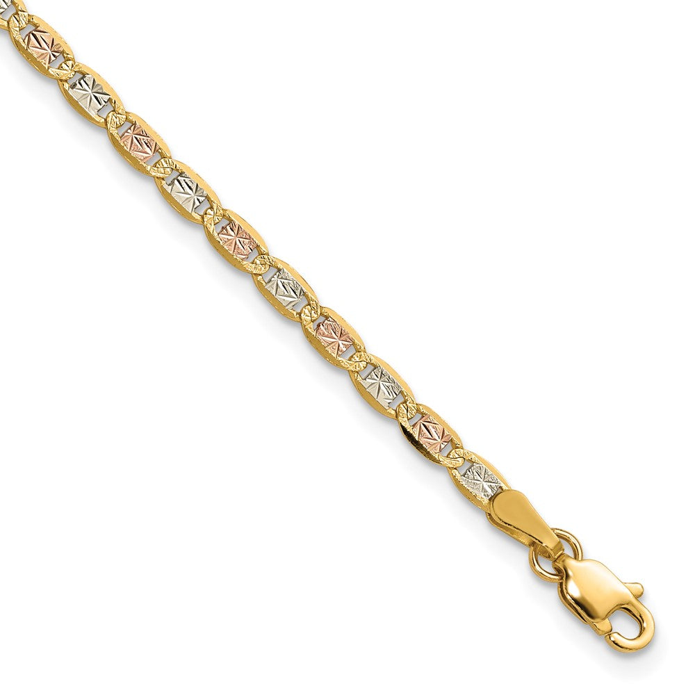 14k 2.75mm Tri-color Gold Pavé Valentino Chain